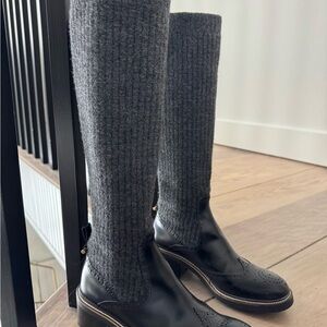 Gray and Black Knee-High Chloe Boots
